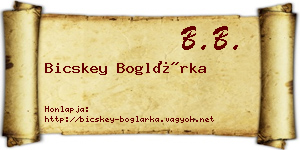 Bicskey Boglárka névjegykártya